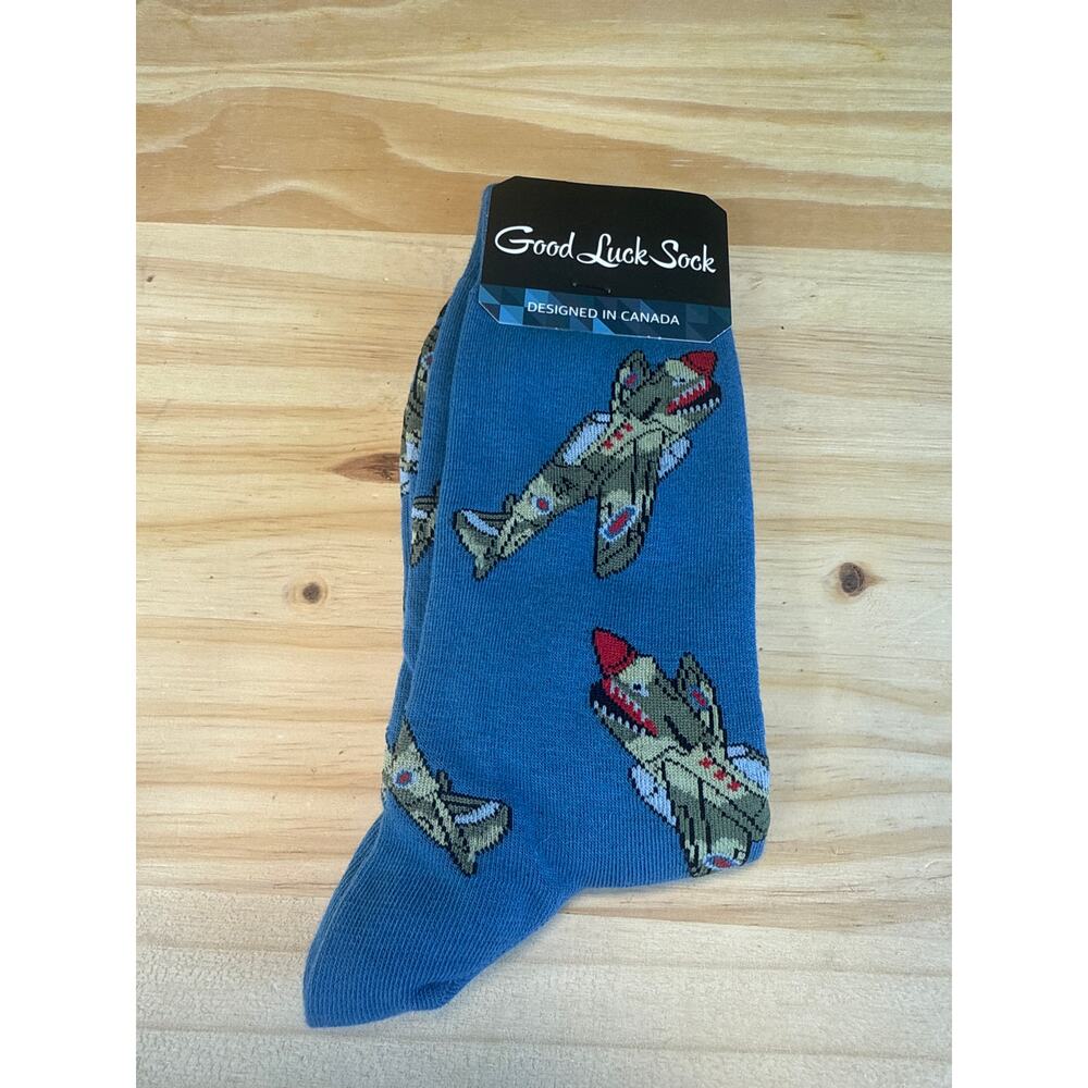 New Good Luck Sock Adult Crew Socks  WWII Airplane Design Mens Gift